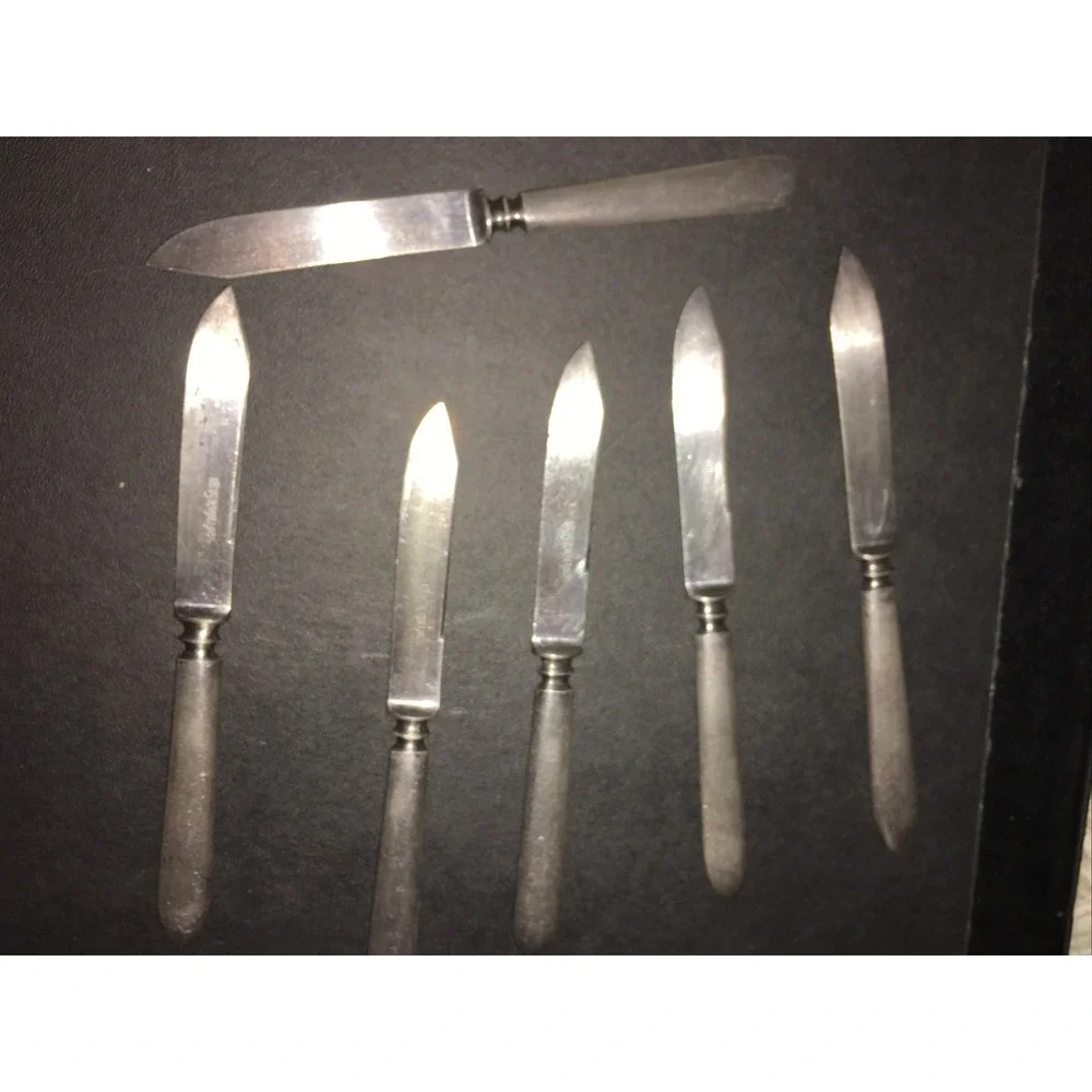 1835 R WALLACE 5 SMALL FRUIT KNIVES 6